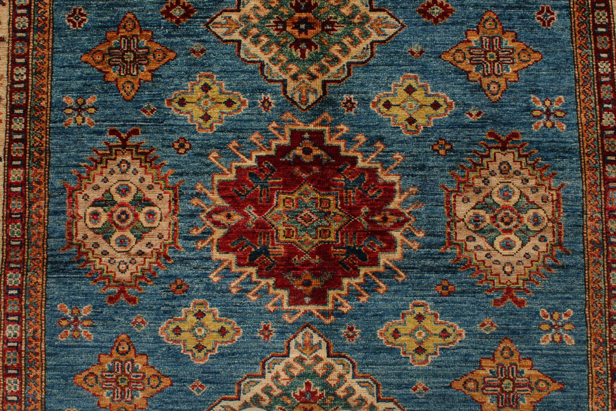 5x7 Red and Ivory Kazak Tribal Rug