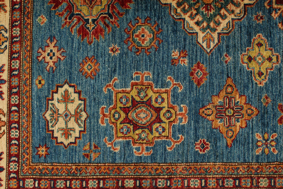5x7 Red and Ivory Kazak Tribal Rug