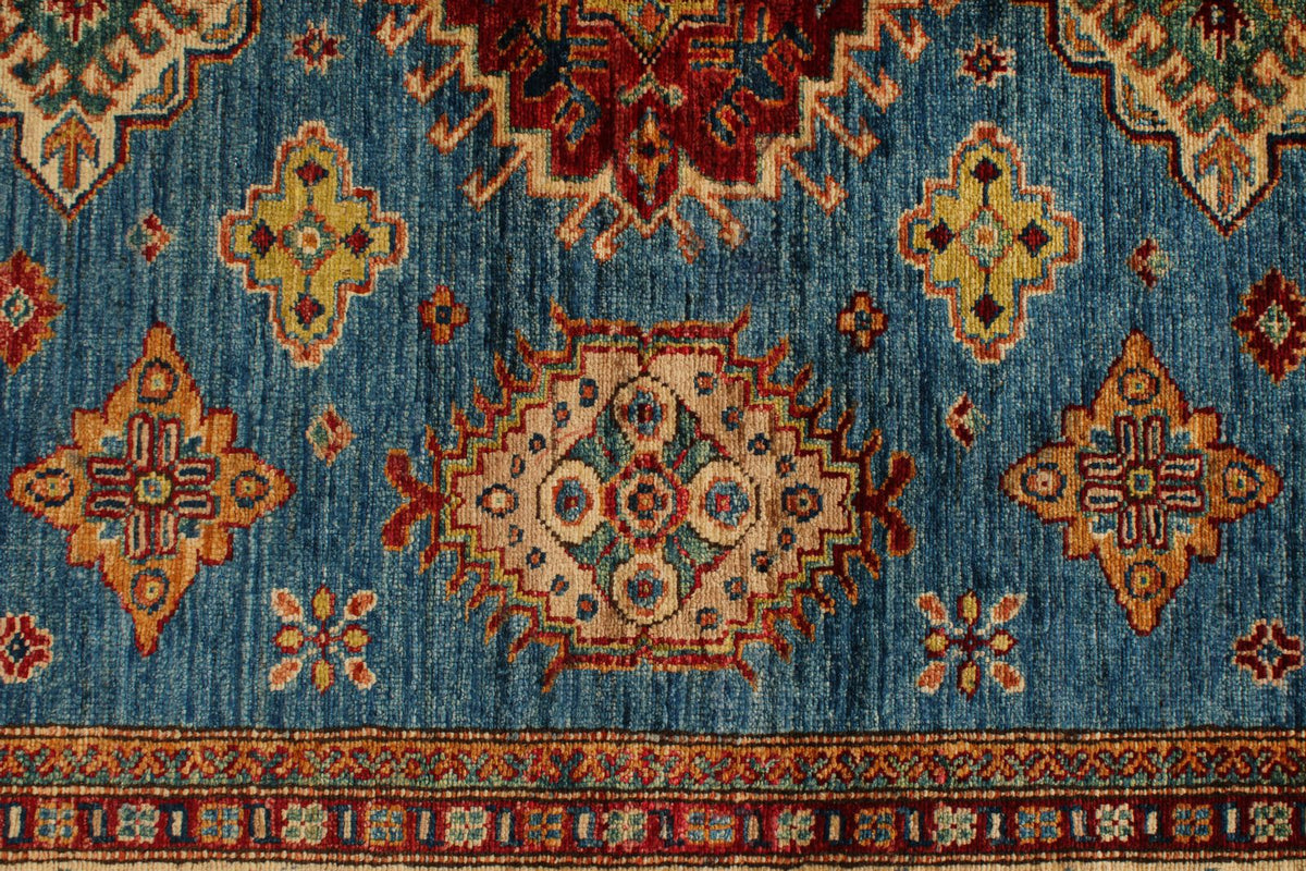 5x7 Red and Ivory Kazak Tribal Rug