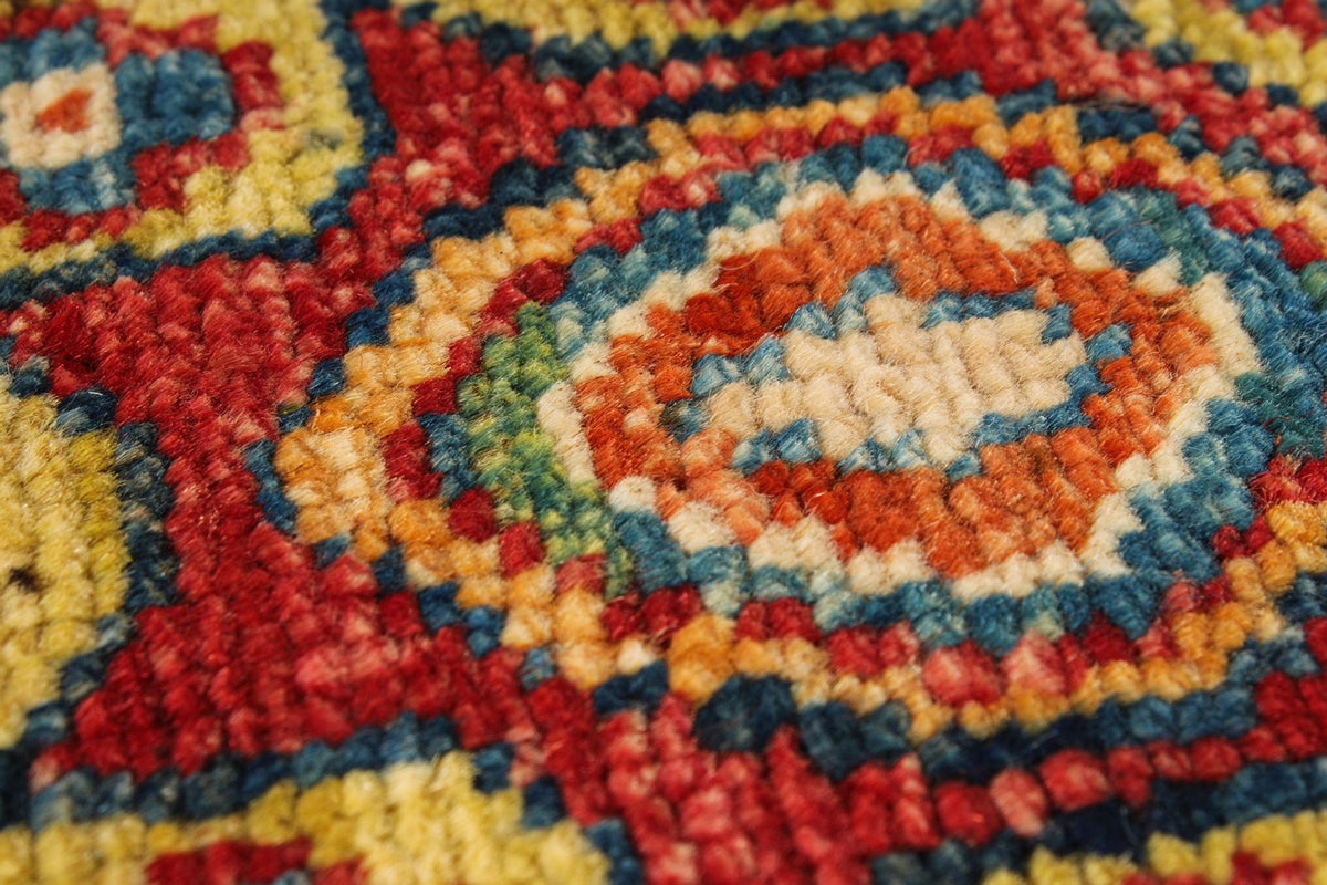 5x7 Red and Ivory Kazak Tribal Rug