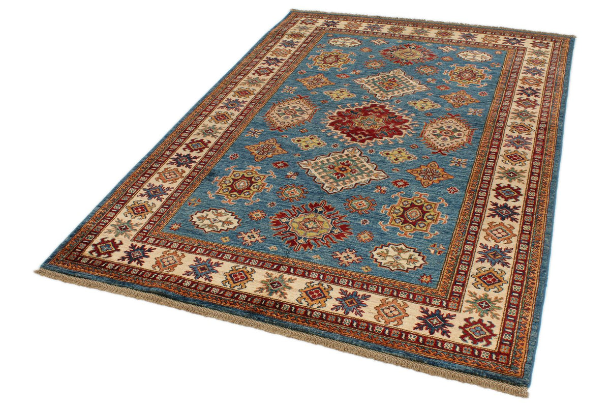 5x7 Red and Ivory Kazak Tribal Rug