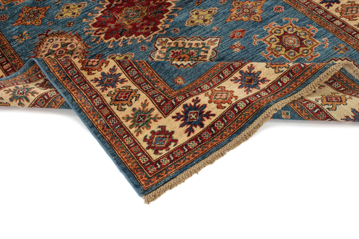 5x7 Red and Ivory Kazak Tribal Rug