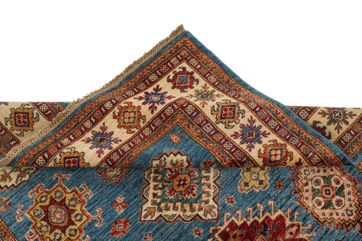 5x7 Red and Ivory Kazak Tribal Rug