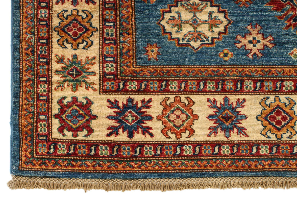 5x7 Red and Ivory Kazak Tribal Rug