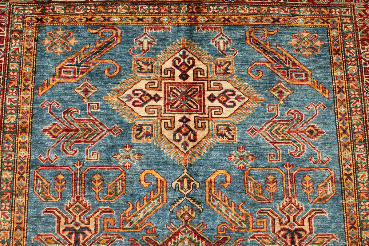 5x7 Blue and Red Kazak Tribal Rug
