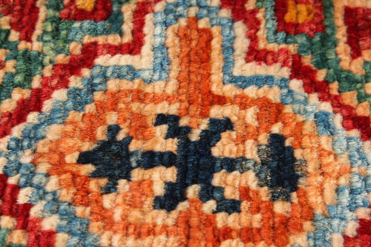 5x7 Blue and Red Kazak Tribal Rug