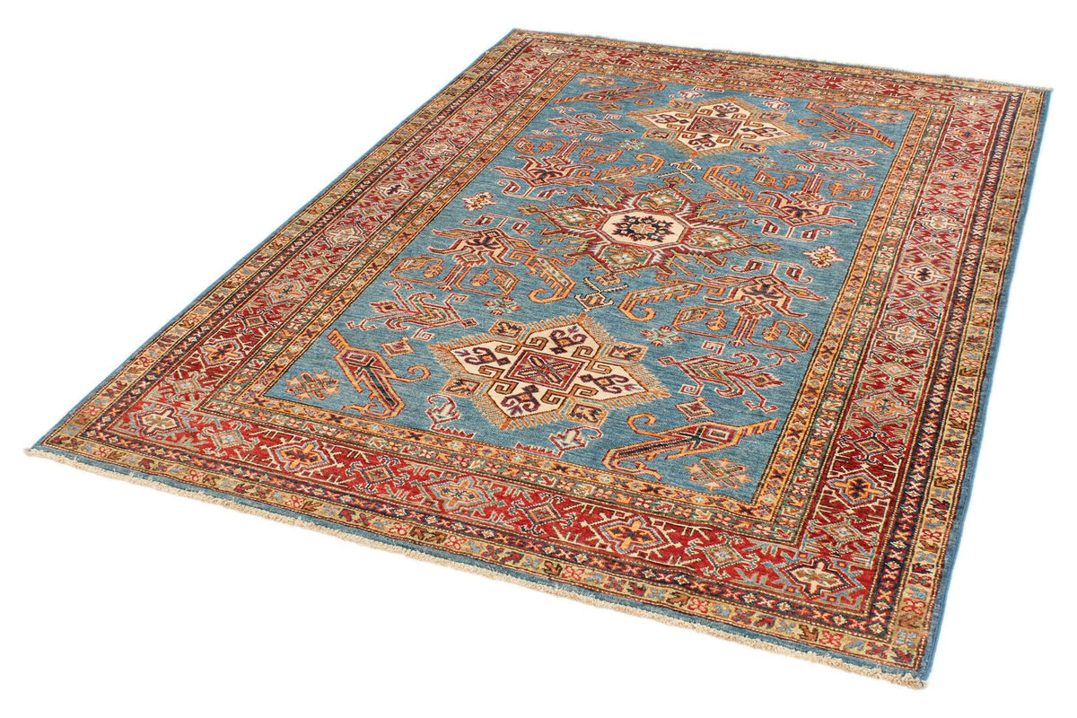 5x7 Blue and Red Kazak Tribal Rug