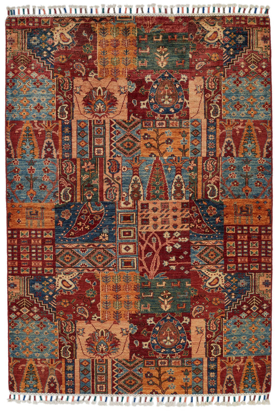 4x6 Red and Multicolor Tribal Rug