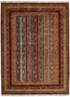 6x8 Multicolor and Red Turkish Tribal Rug