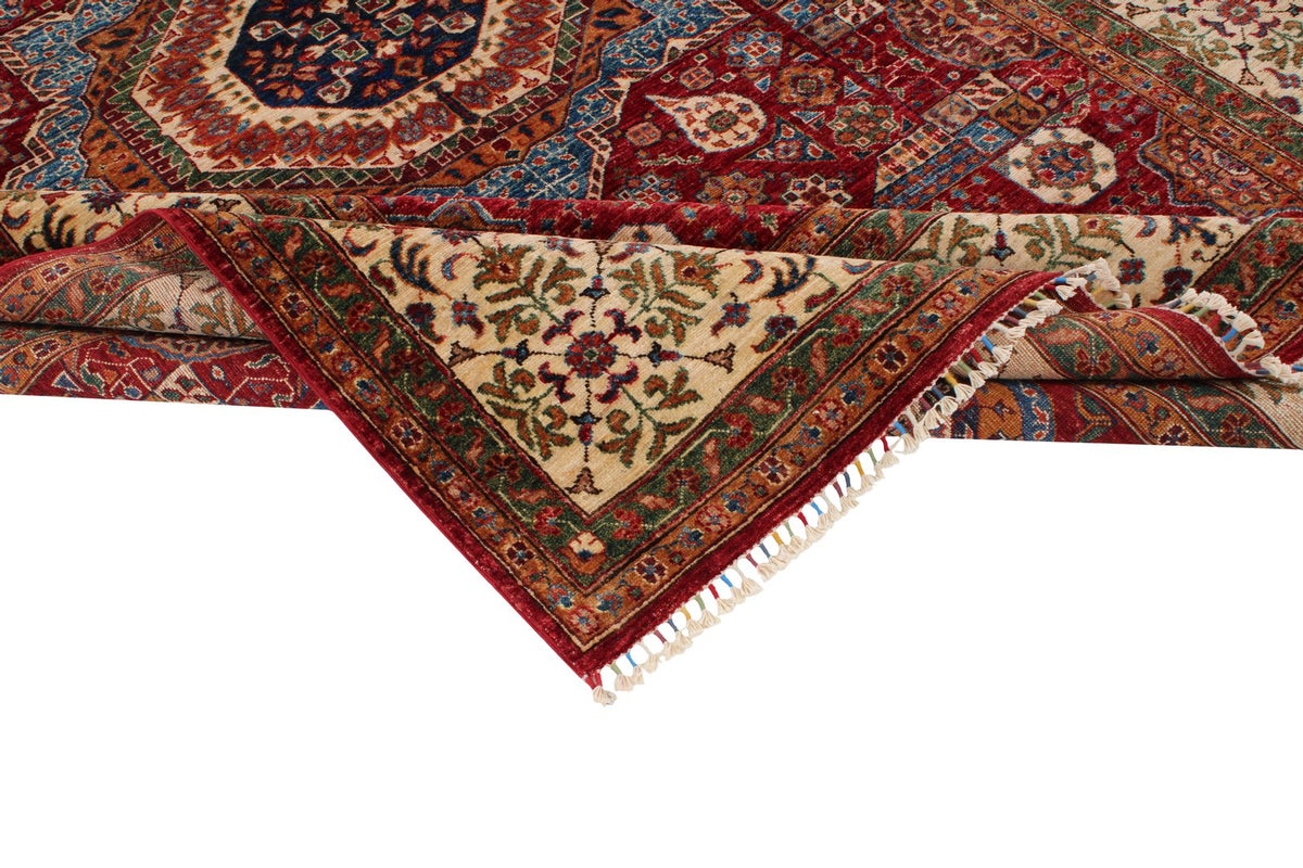 7x10 Red and Ivory Turkish Tribal Rug