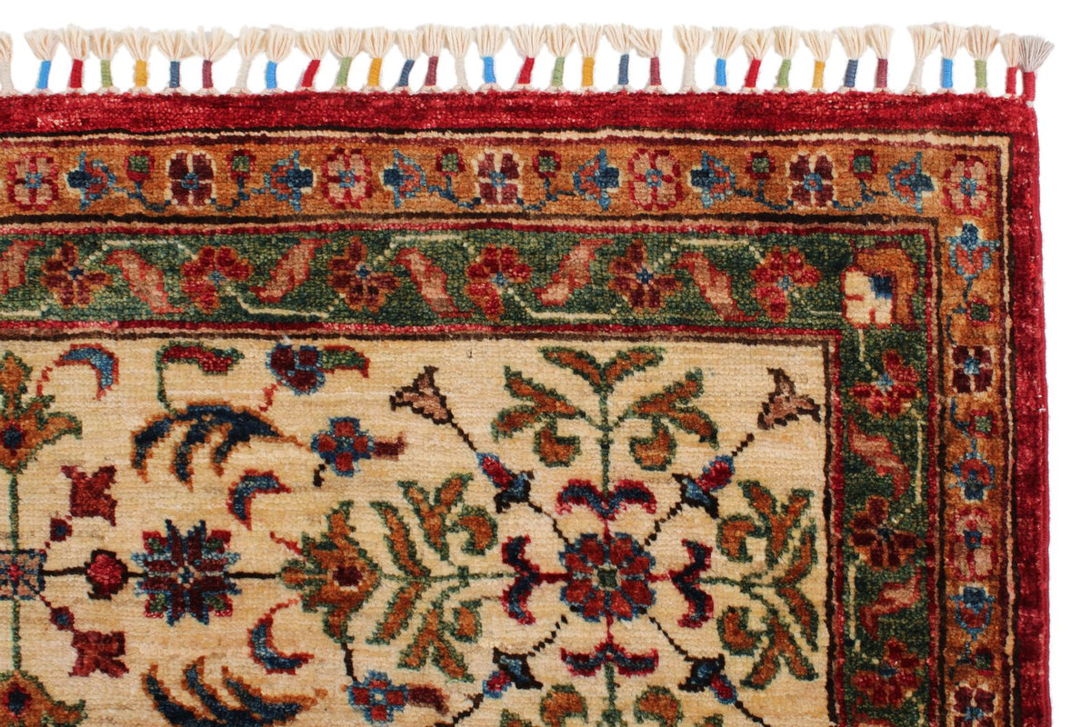 7x10 Red and Ivory Turkish Tribal Rug