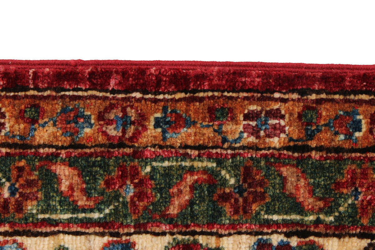 7x10 Red and Ivory Turkish Tribal Rug