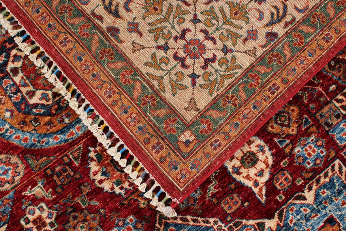 7x10 Red and Ivory Turkish Tribal Rug