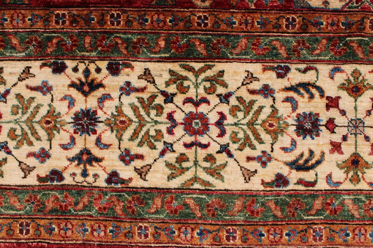 7x10 Red and Ivory Turkish Tribal Rug