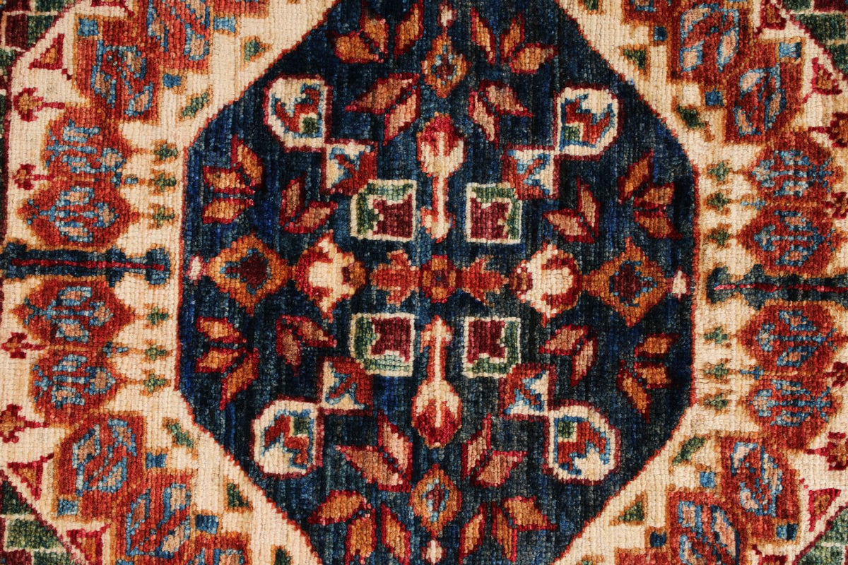 7x10 Red and Ivory Turkish Tribal Rug