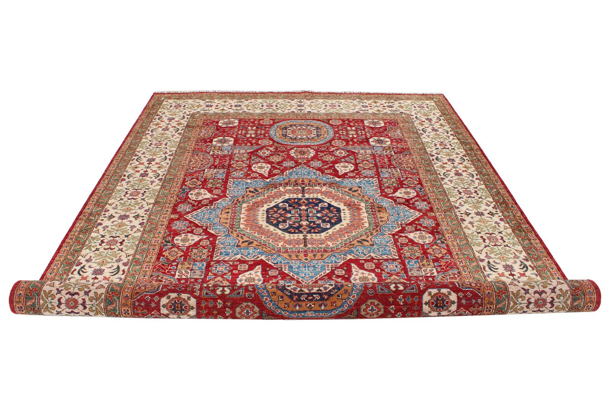 7x10 Red and Ivory Turkish Tribal Rug