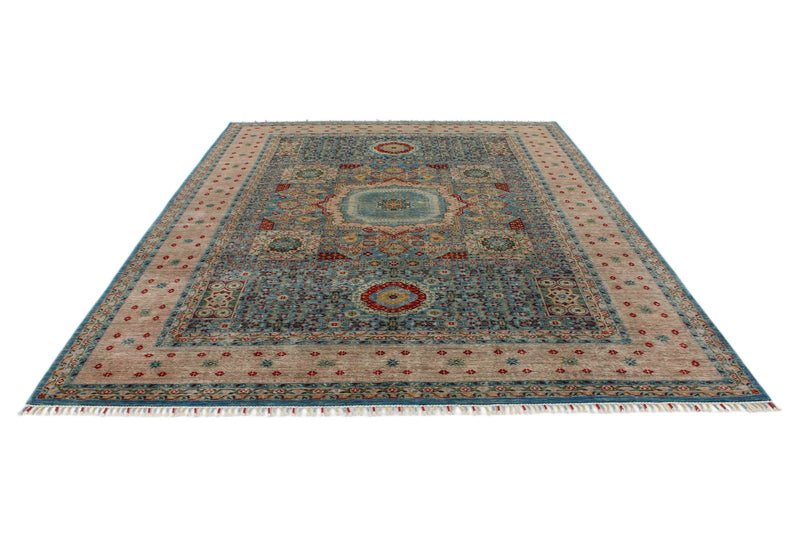 8x11 Blue and Pink Turkish Tribal Rug