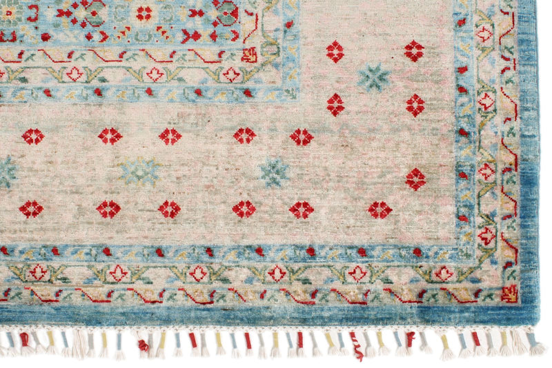 8x11 Blue and Pink Turkish Tribal Rug