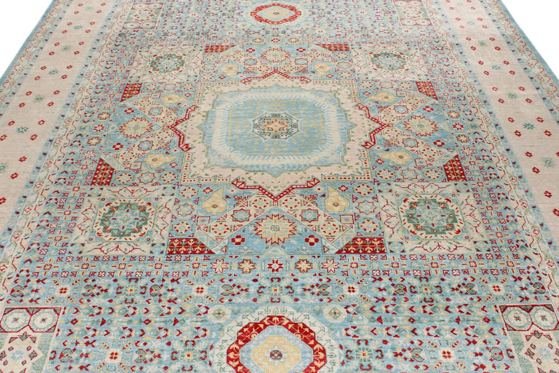 8x11 Blue and Pink Turkish Tribal Rug