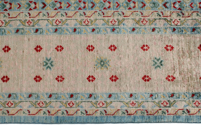 8x11 Blue and Pink Turkish Tribal Rug