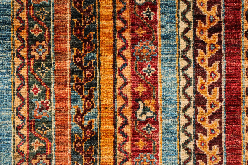 6x8 Multicolor and Red Turkish Tribal Rug