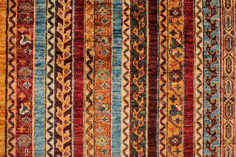 6x8 Multicolor and Red Turkish Tribal Rug