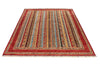 6x8 Multicolor and Red Turkish Tribal Rug