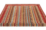 6x8 Multicolor and Red Turkish Tribal Rug