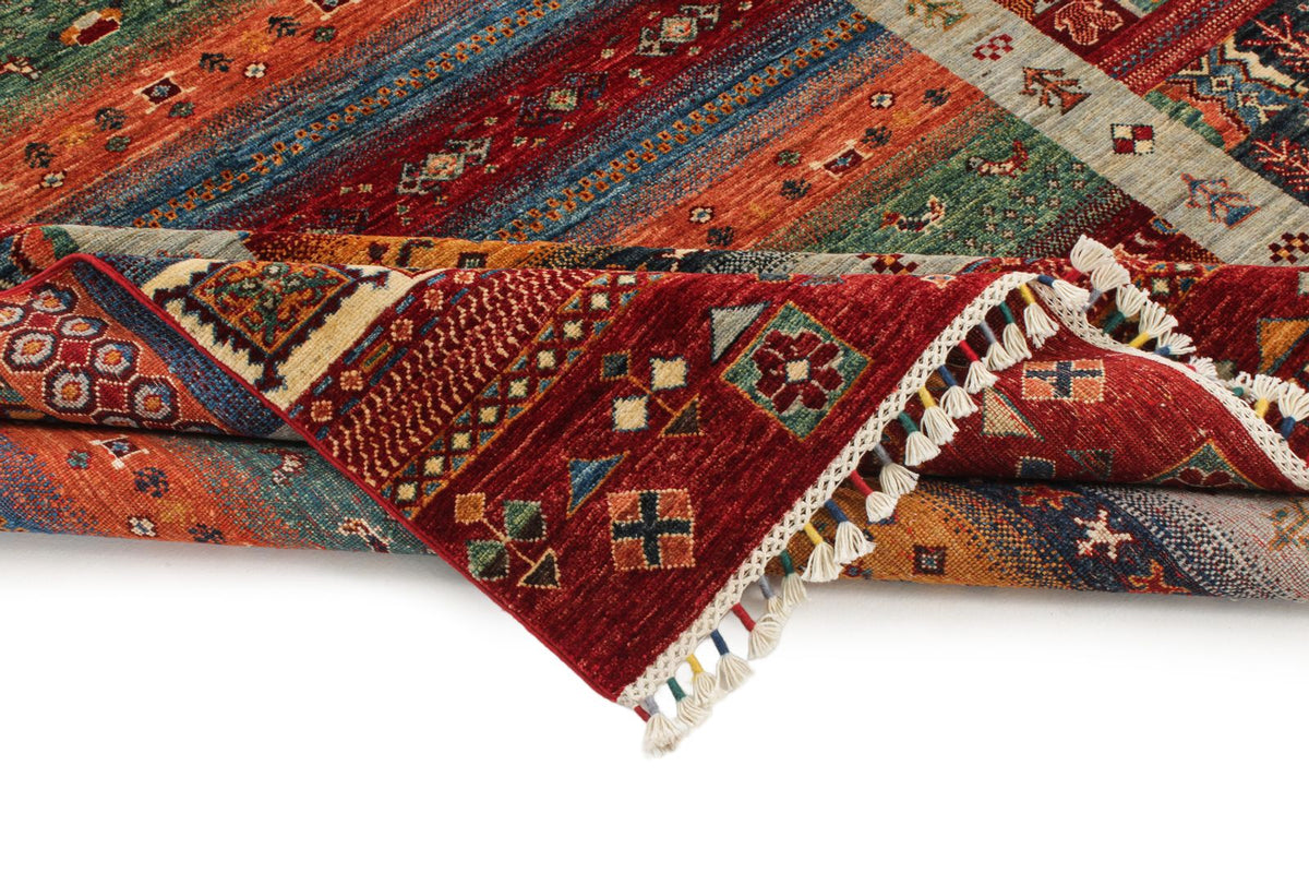 6x8 Multicolor and Red Tribal Rug