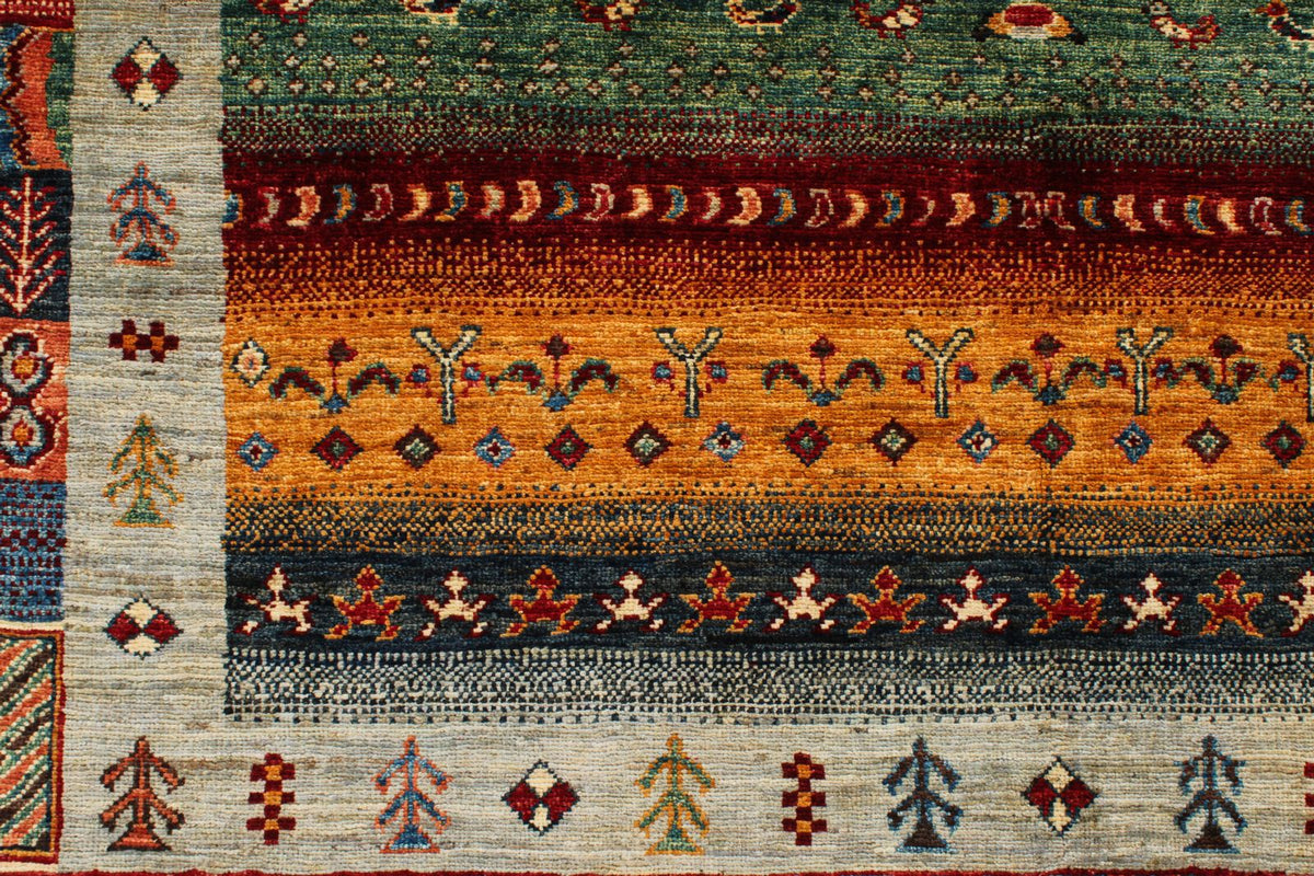 6x8 Multicolor and Red Tribal Rug