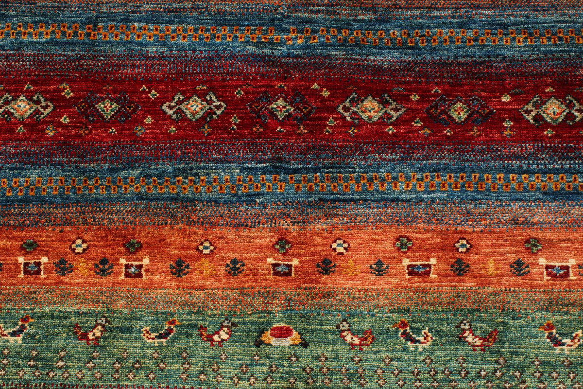 6x8 Multicolor and Red Tribal Rug