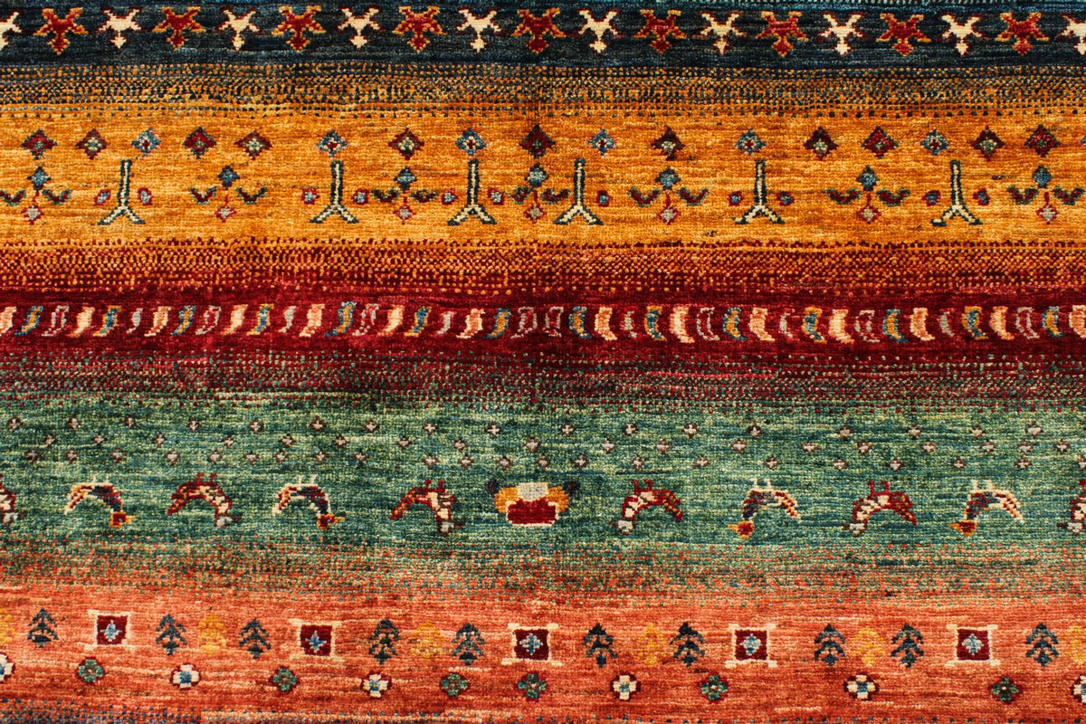 6x8 Multicolor and Red Tribal Rug