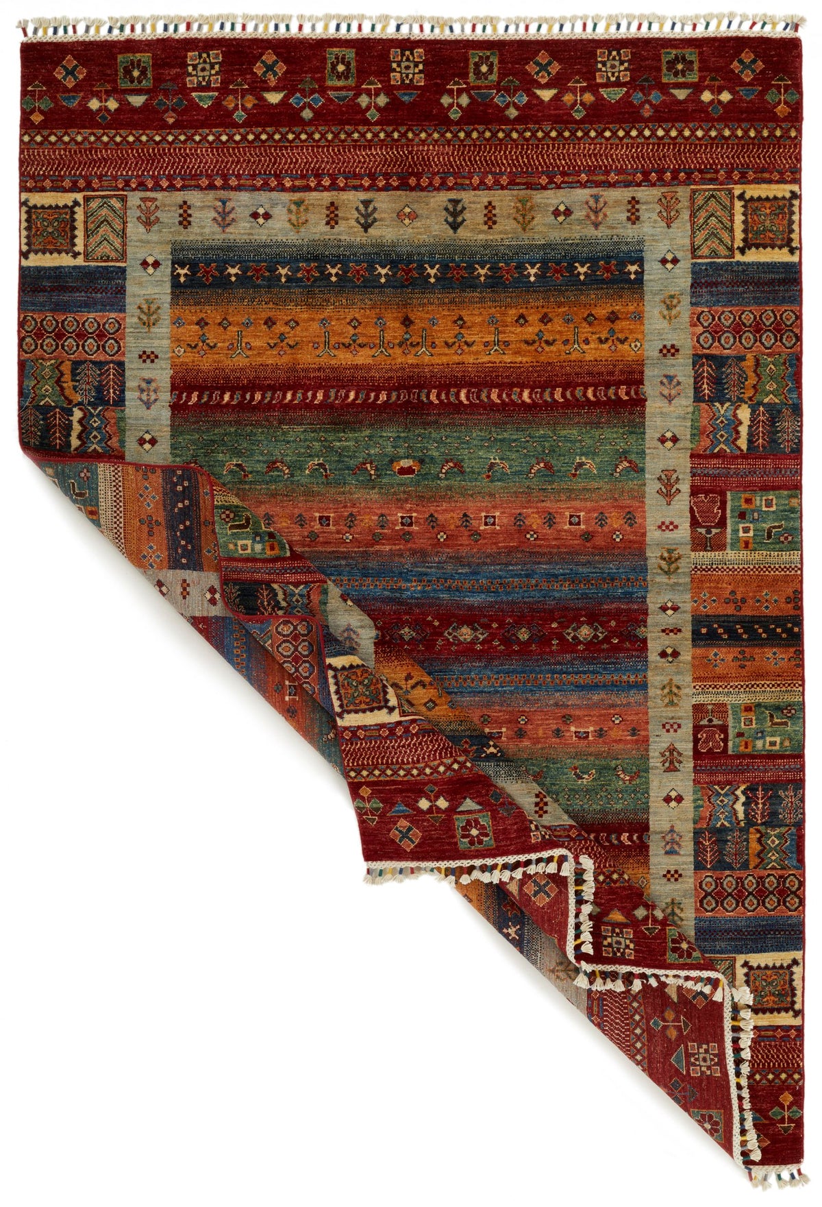 6x8 Multicolor and Red Tribal Rug