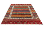 6x8 Multicolor and Red Tribal Rug