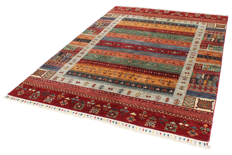 6x8 Multicolor and Red Tribal Rug