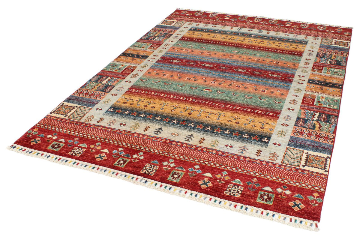 6x8 Multicolor and Red Tribal Rug