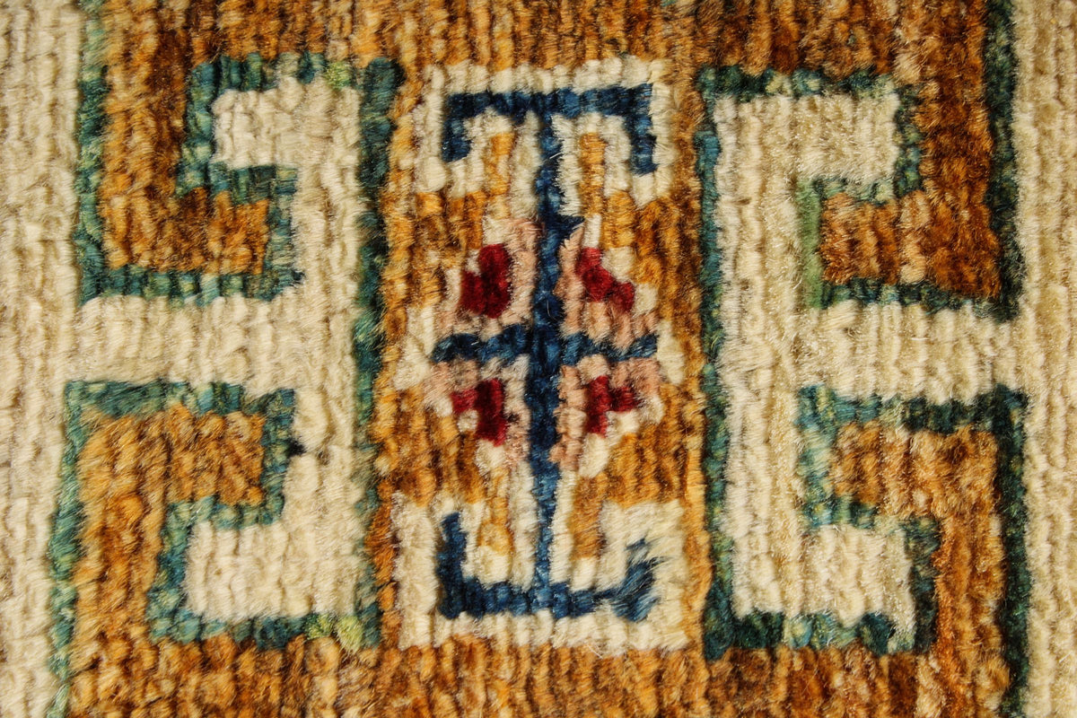 6x8 Turquoise and Multicolor Turkish Tribal Rug