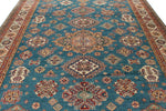 9x12 Light Blue and Ivory Kazak Tribal Rug