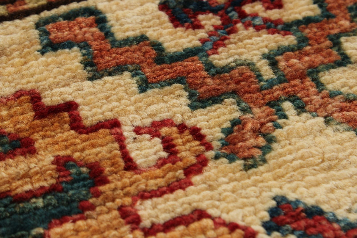 9x12 Light Blue and Ivory Kazak Tribal Rug