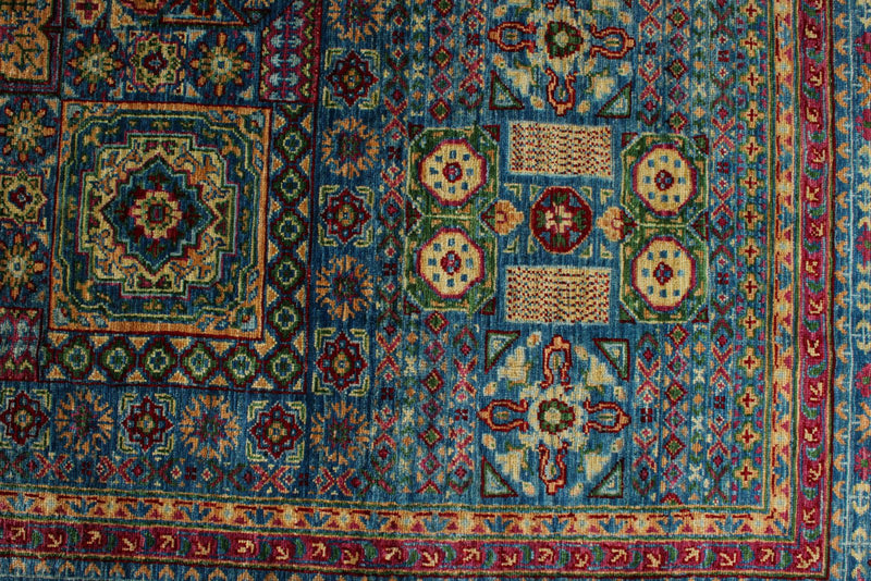 7x9 Blue and Multicolor Turkish Tribal Rug