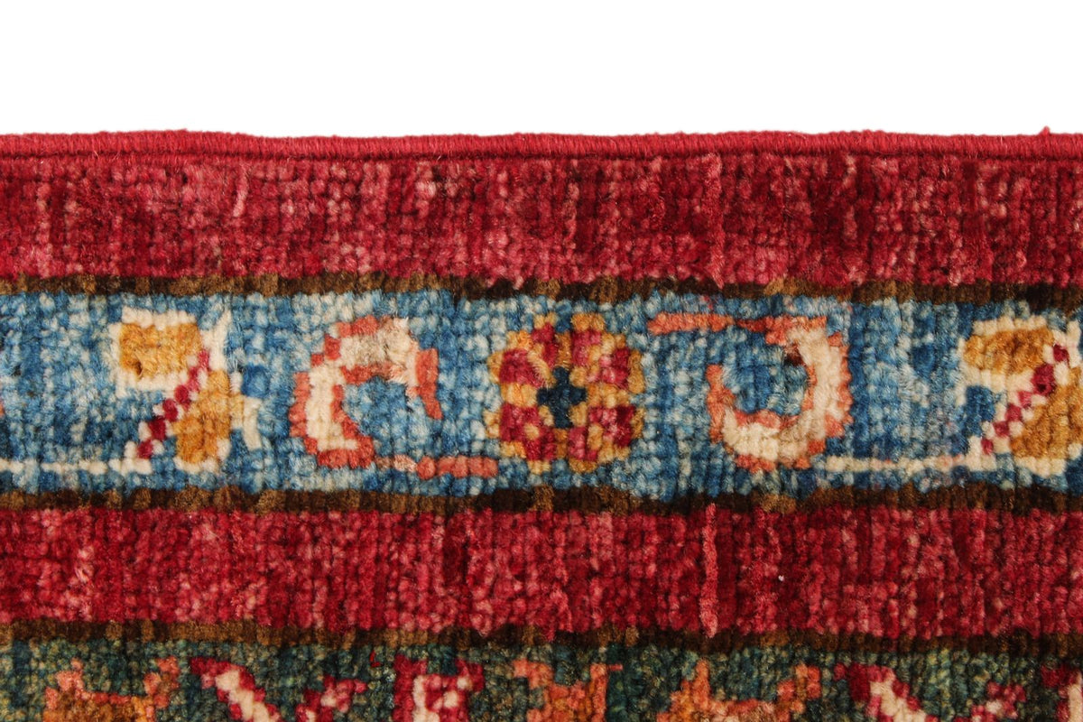 6x8 Multicolor and Red Turkish Tribal Rug