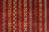 6x8 Multicolor and Red Turkish Tribal Rug