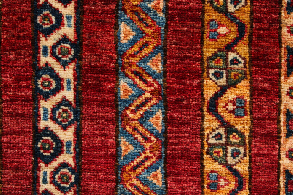 6x8 Multicolor and Red Turkish Tribal Rug