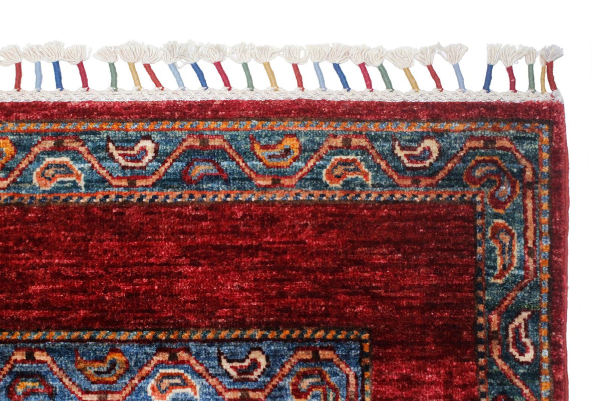 7x10 Multicolor and Red Turkish Tribal Rug