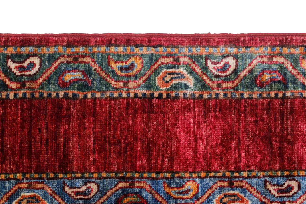 7x10 Multicolor and Red Turkish Tribal Rug