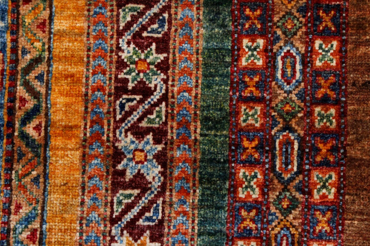7x10 Multicolor and Red Turkish Tribal Rug