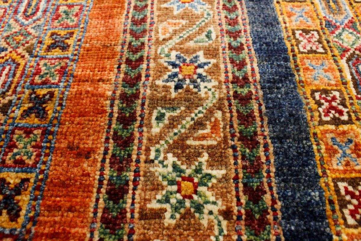 7x10 Multicolor and Red Turkish Tribal Rug