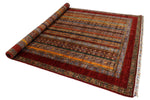 7x10 Multicolor and Red Turkish Tribal Rug