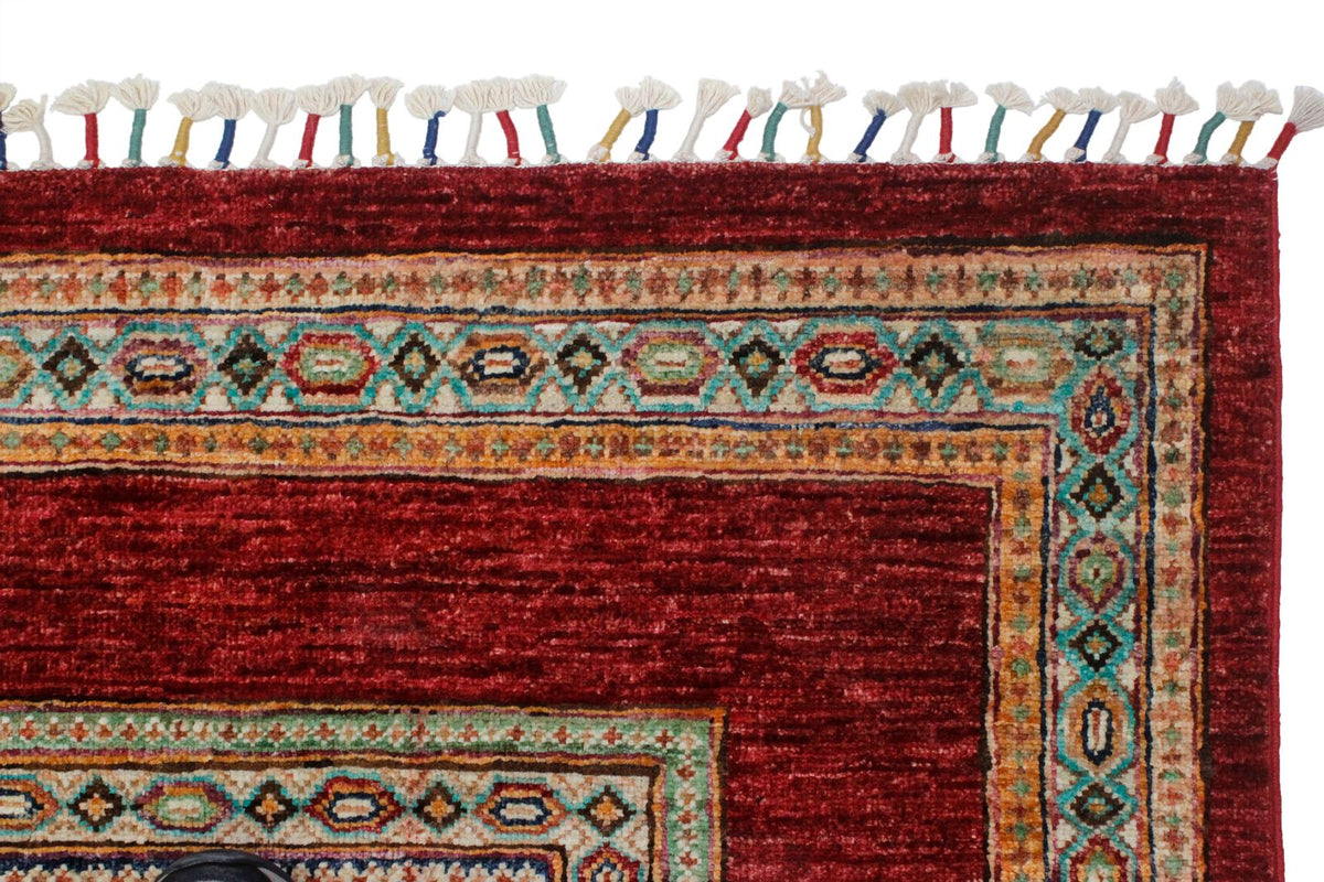 7x9 Multicolor and Red Turkish Tribal Rug