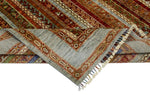 7x10 Multicolor and Blue Turkish Tribal Rug